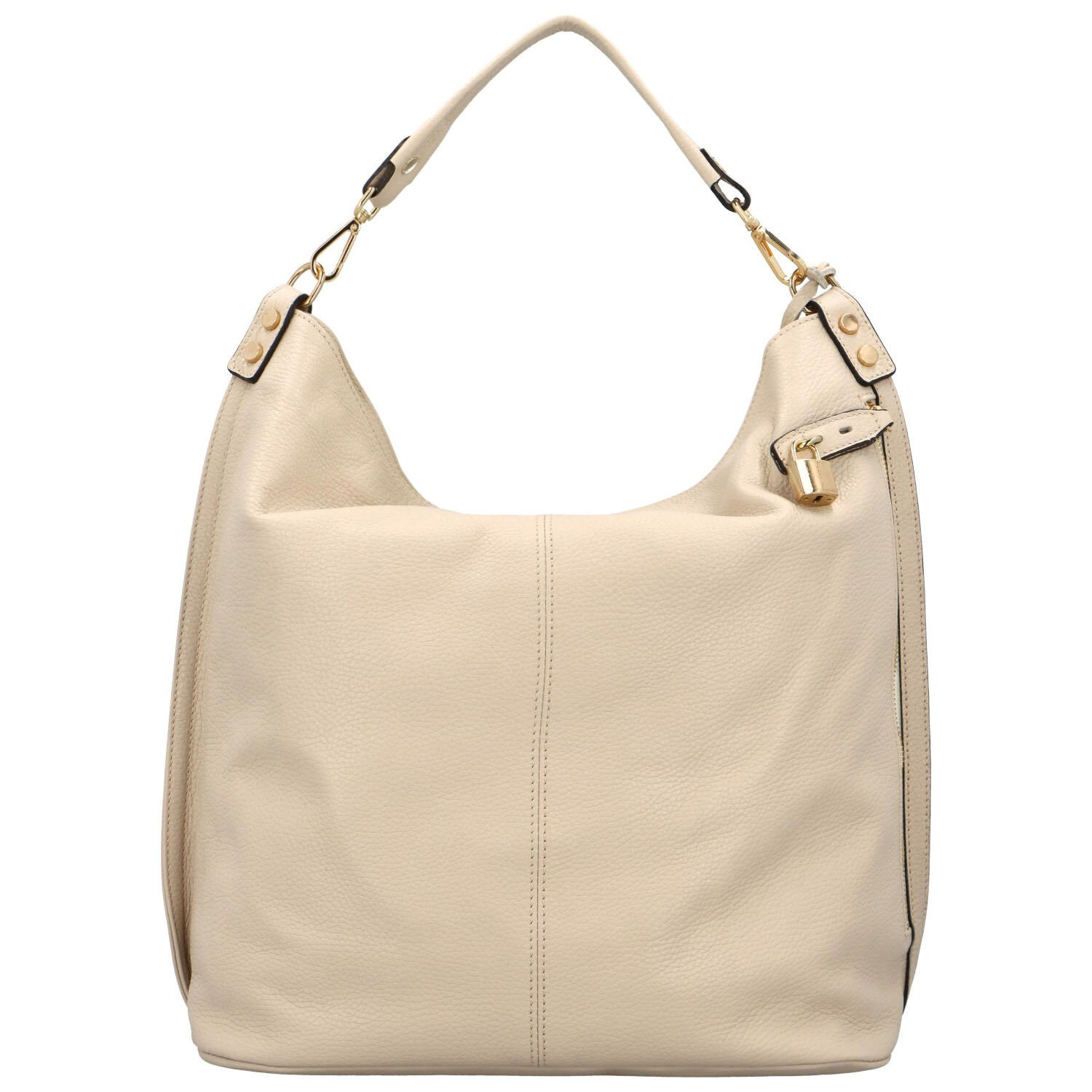 Trendy dámská velká kožená kabelka Mercedes, béžová