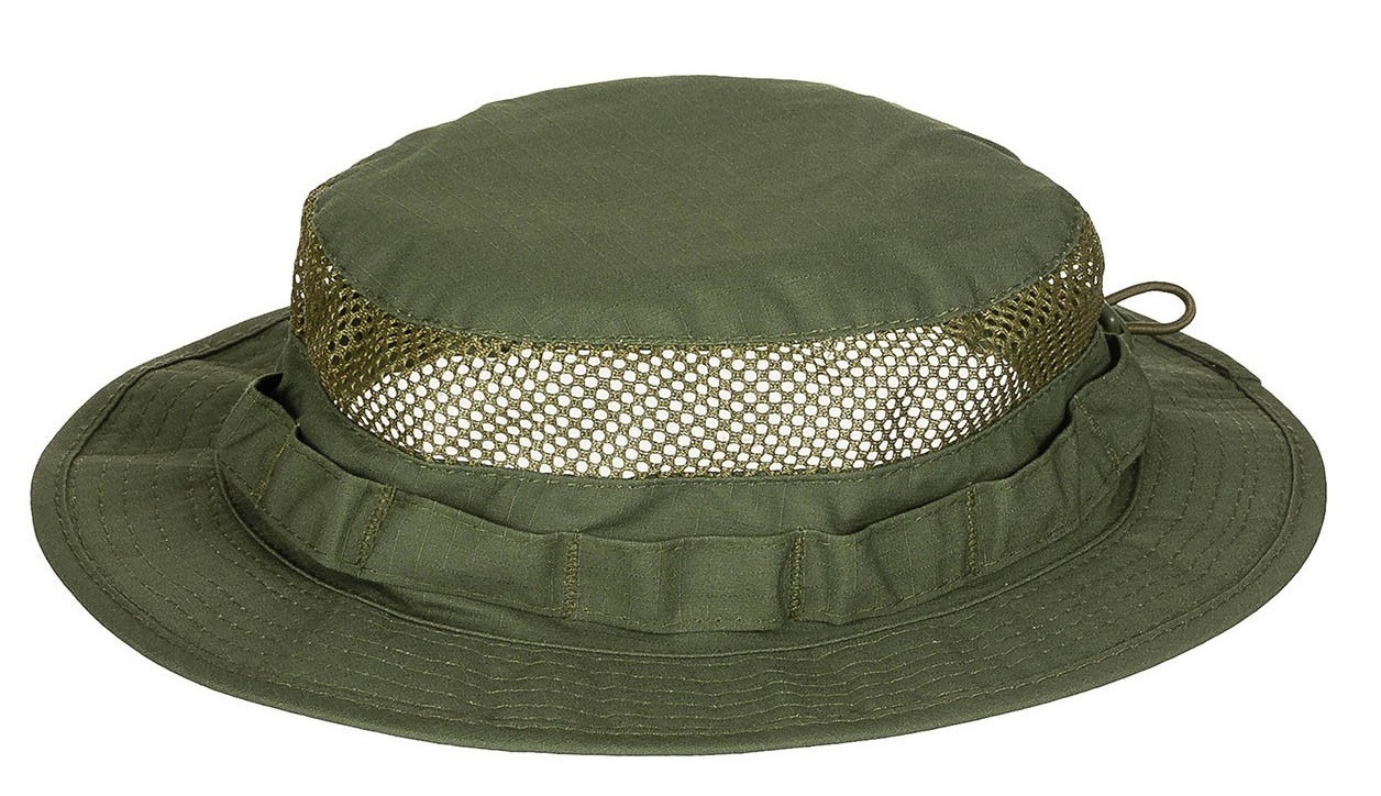 Klobouk síťovaný zelený Jungle Bush Hat Mesh Boonie OD Green RipStop MFH® 10720B Velikost: S/M (55-59 cm)