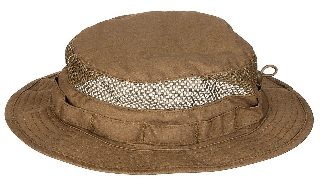 Klobouk síťovaný hnědý Jungle Bush Hat Mesh Boonie Coyote RipStop MFH® 10720R Velikost: L/XL (60-63 cm)