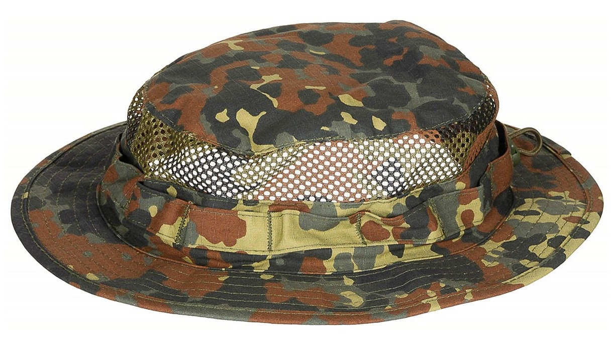 Klobouk síťovaný BW Jungle Bush Hat Mesh Boonie Flecktarn RipStop MFH® 10720V Velikost: L/XL (60-63 cm)