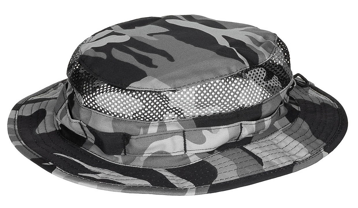 Klobouk síťovaný Jungle Bush Hat Mesh Boonie Urban Metro Grey Camo RipStop MFH® 10720M Velikost: S/M (55-59 cm)