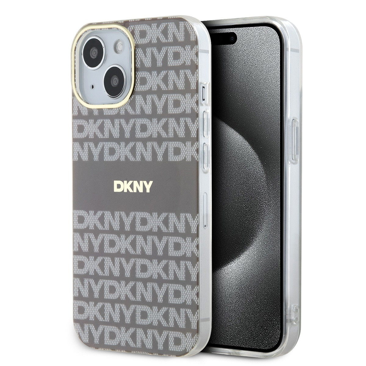 DKNY PC/TPU Repeat Pattern Tonal Stripe Magsafe Zadní Kryt pro iPhone 13 Beige