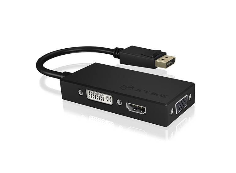 ICY BOX DisplayPort adaptér [1x zástrčka DisplayPort - 1x DVI, VGA zásuvka, HDMI zásuvka] IB-AC1031
