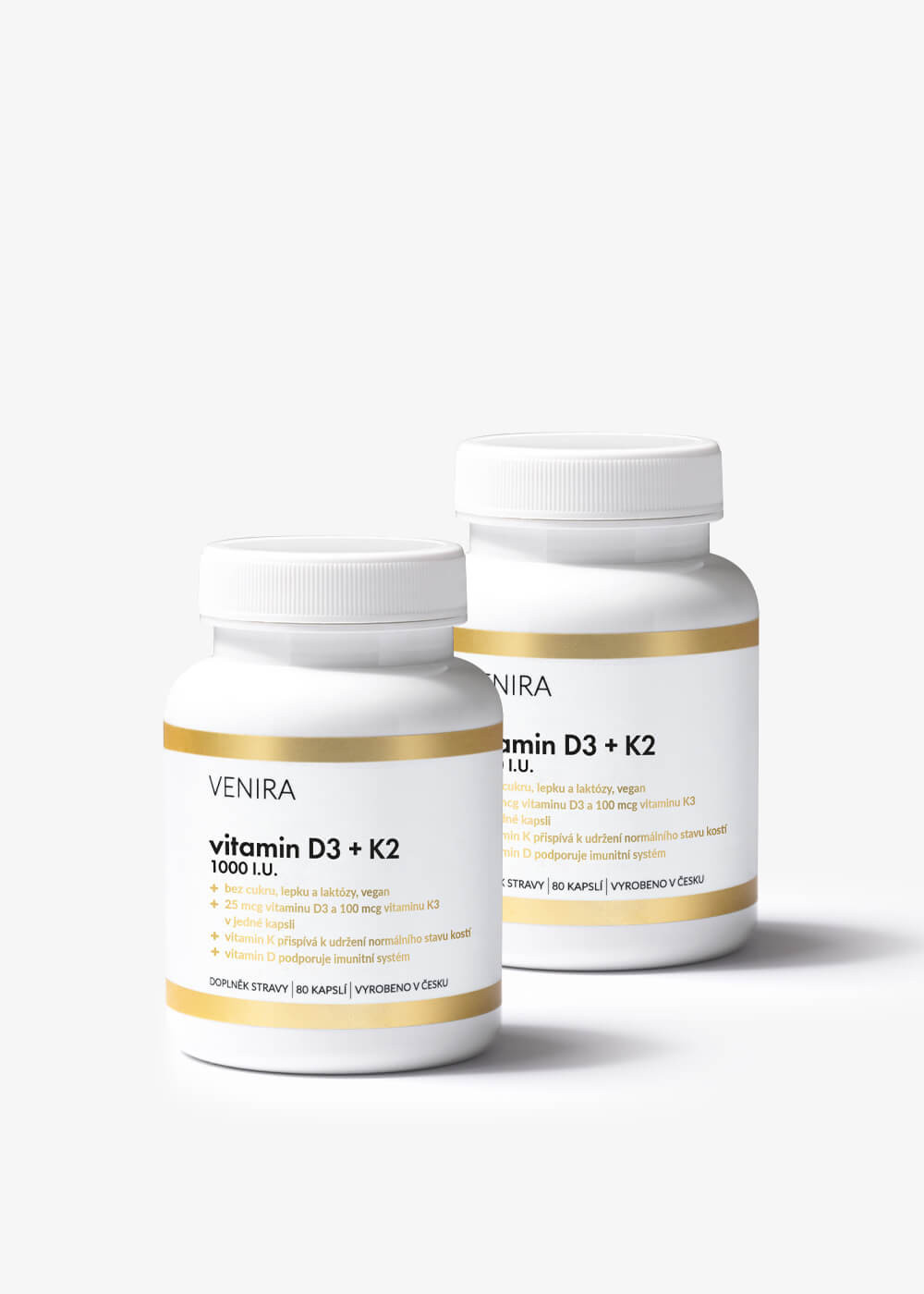 VENIRA vitamin D3 + K2, 2 balení za zvýhodněnou cenu, 160 kapslí