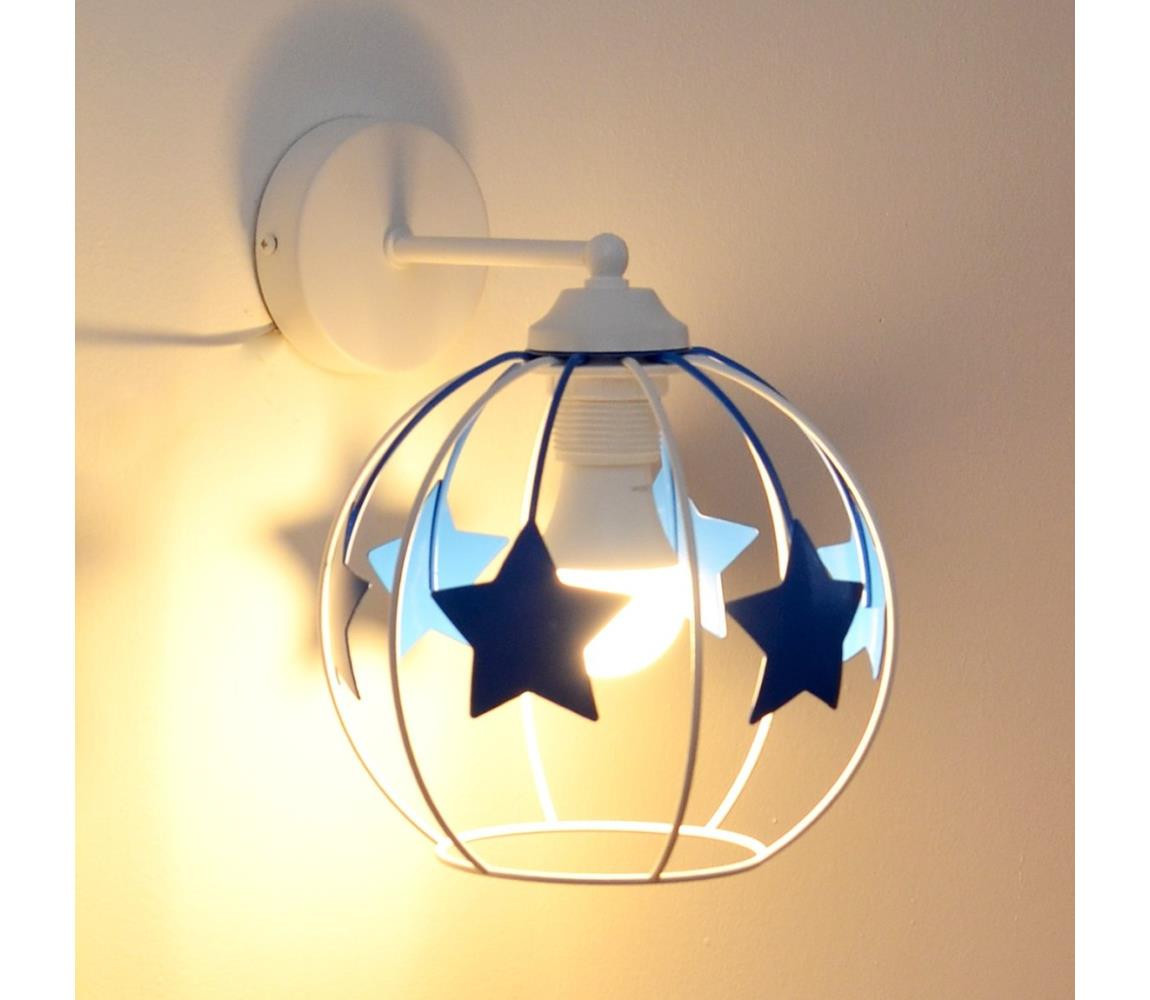 Dětská nástěnná lampa STARS 1xE27/15W/230V modrá/bílá