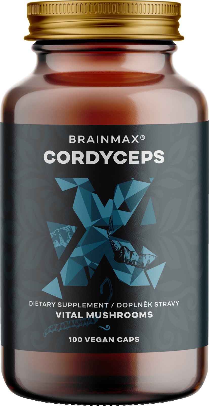 BrainMax Cordyceps extrakt, 50% koncentrace polysacharidů a 20 % β-1,3/1,6 D-glukanů, 500 mg, 100 rostlinných kapslí, 500 mg, 100 rostlinných kapslí