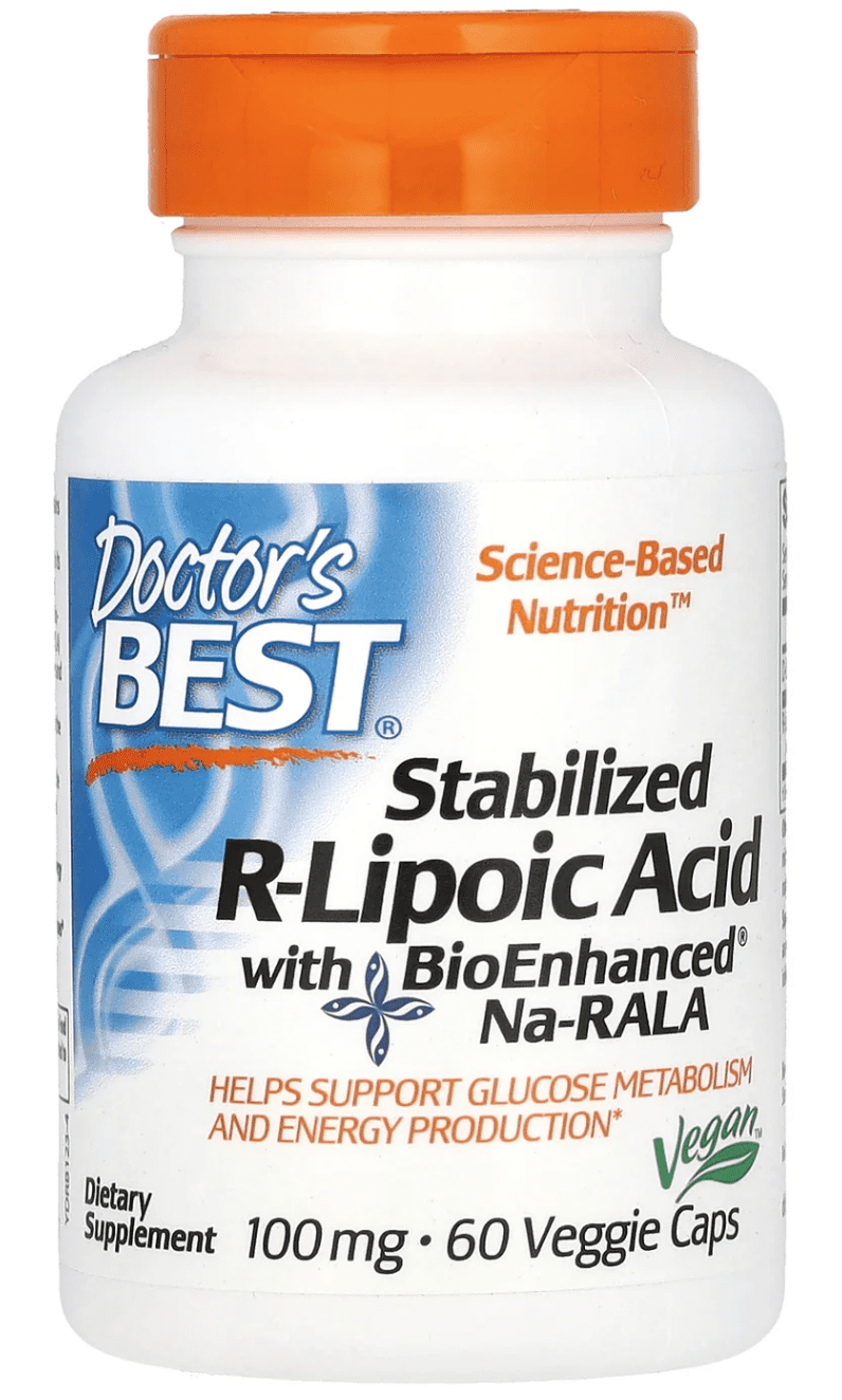 Doctor's Best Stabilizovaná R-lipoová kyselina s BioEnhanced Na-RALA, 100 mg, 60 vegetariánských kapslí