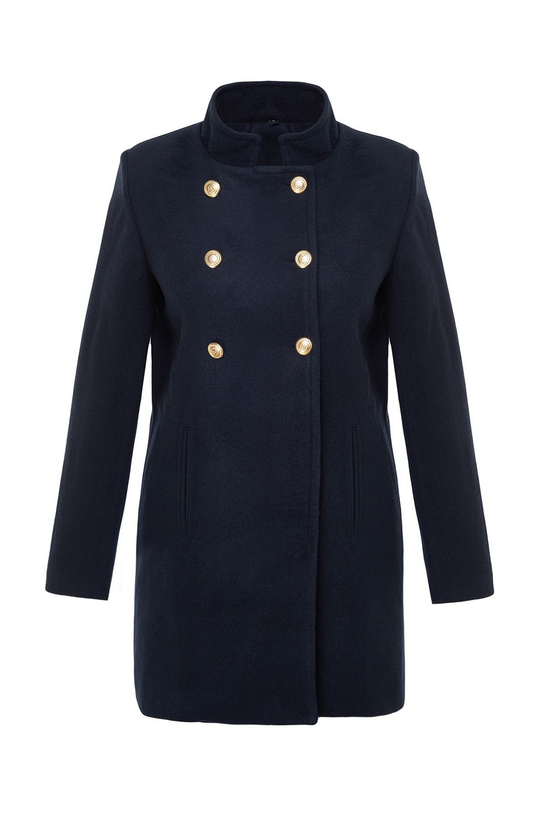 Trendyol Navy Blue Button Detailed Regular Midi Coat