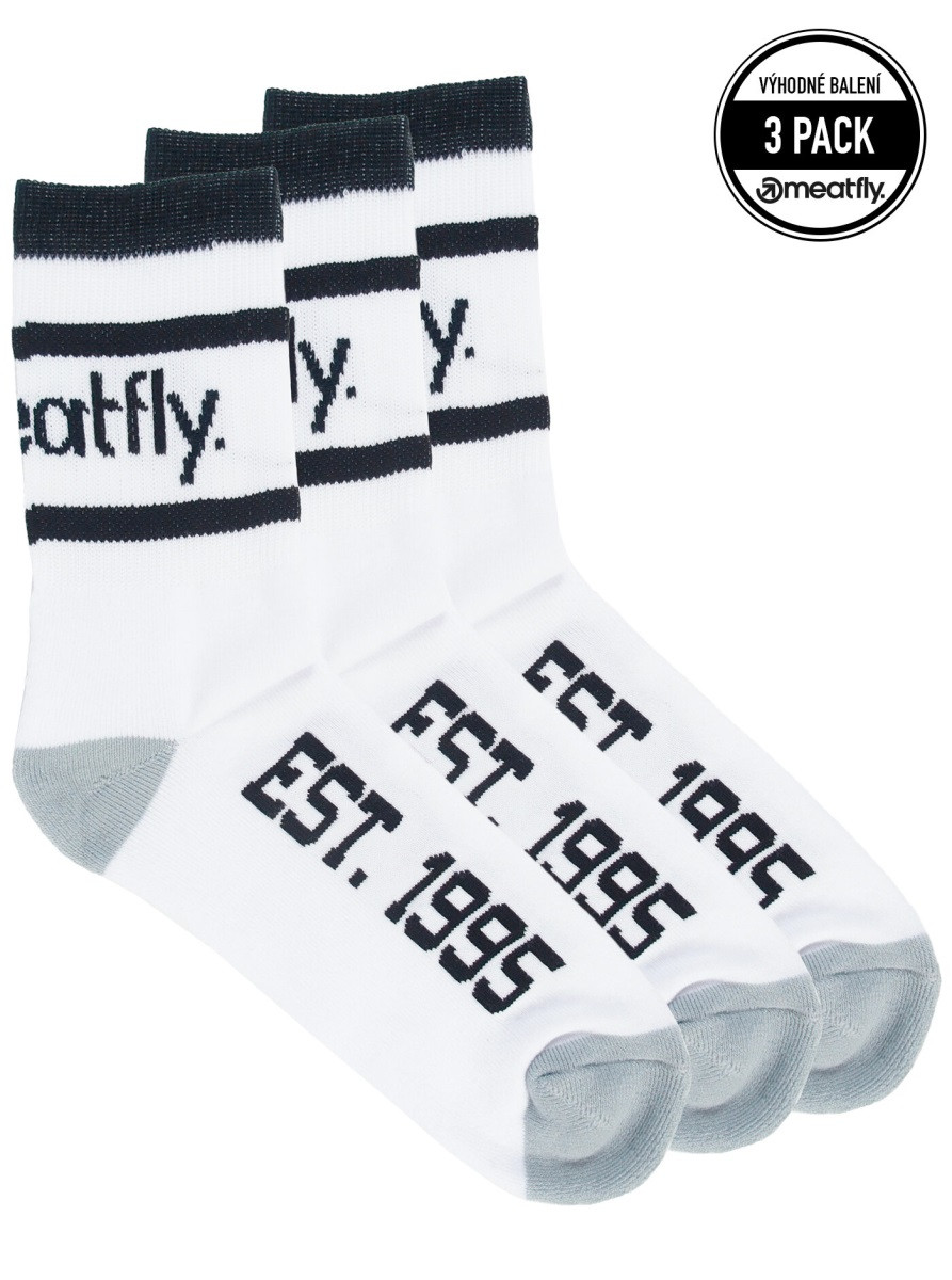 Unisex ponožky meatfly long triple pack bílá s