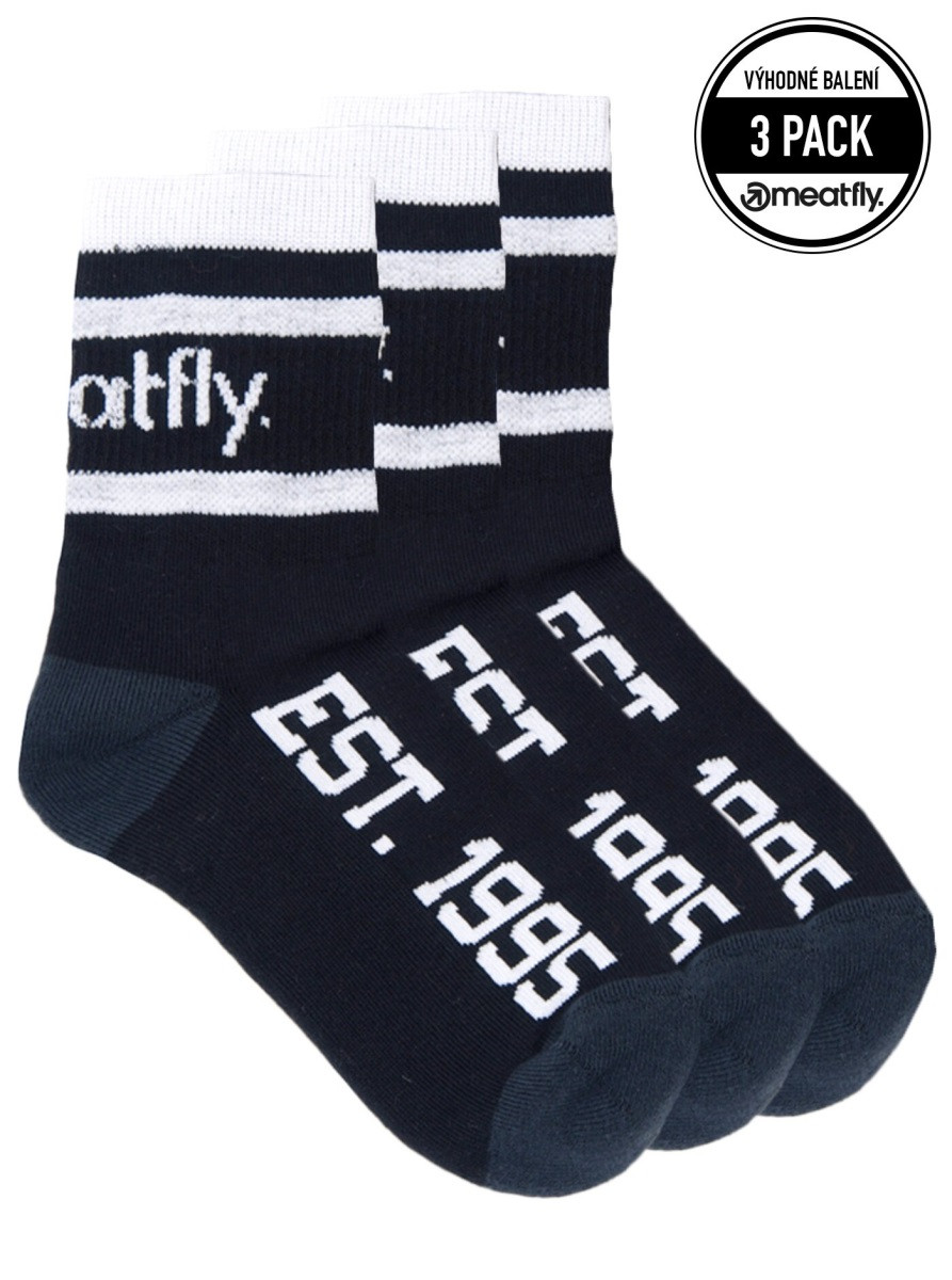 Unisex ponožky meatfly long triple pack černá s