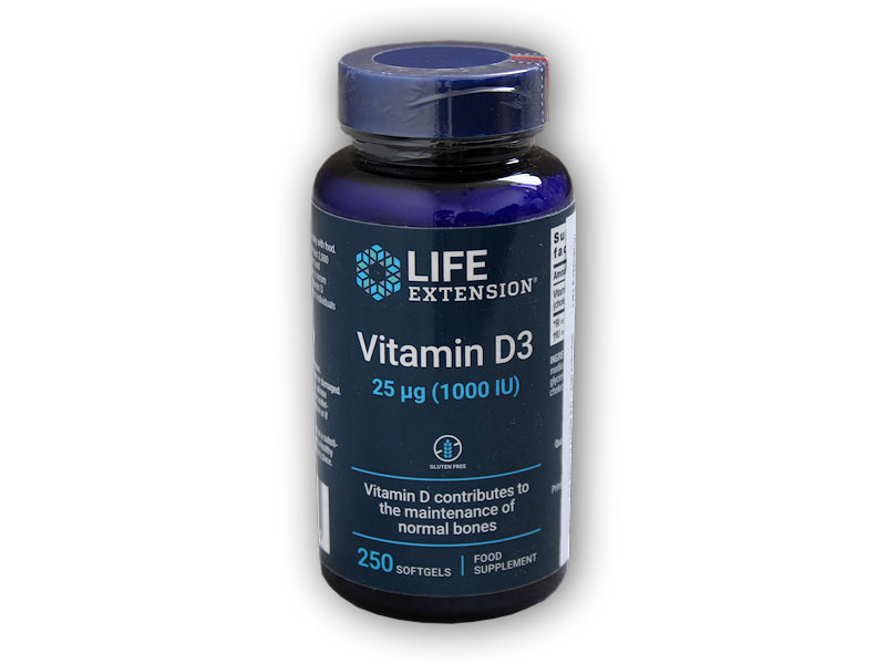 Life Extension Vitamin D3 1000 IU 250 kapslí