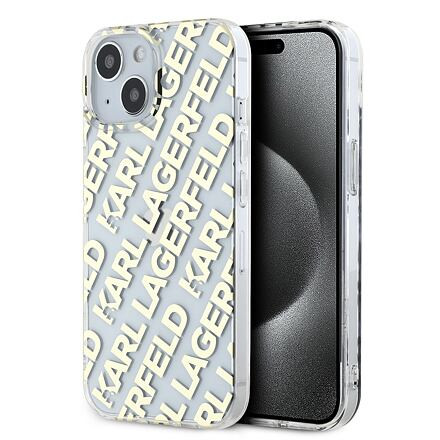 Karl Lagerfeld IML Electroplated Repeated Logo Zadní Kryt pro iPhone 15 Gold KLHCP15SHKFOEMD