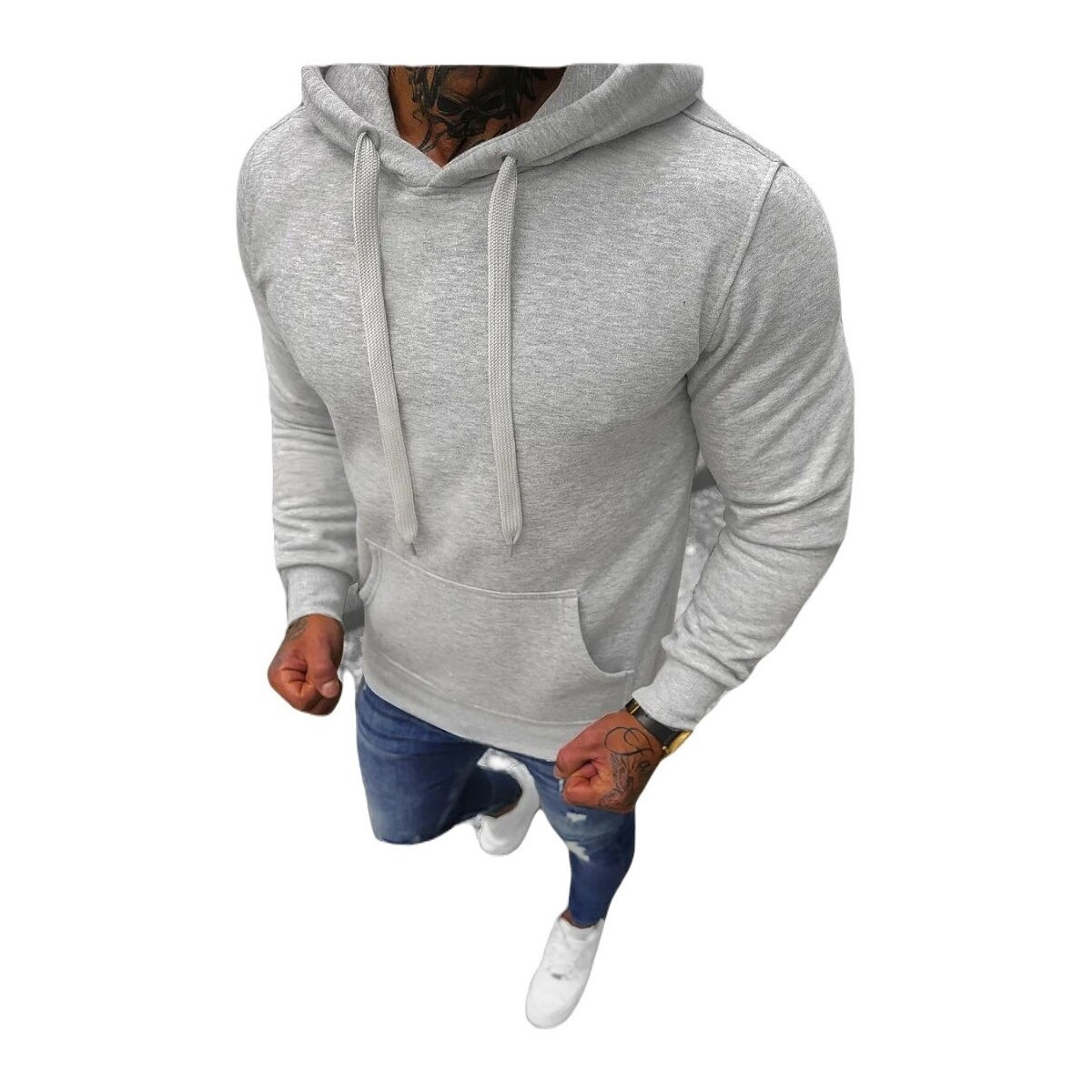 Ozonee  Pánská mikina s kapucí Florika šedá  Šedá