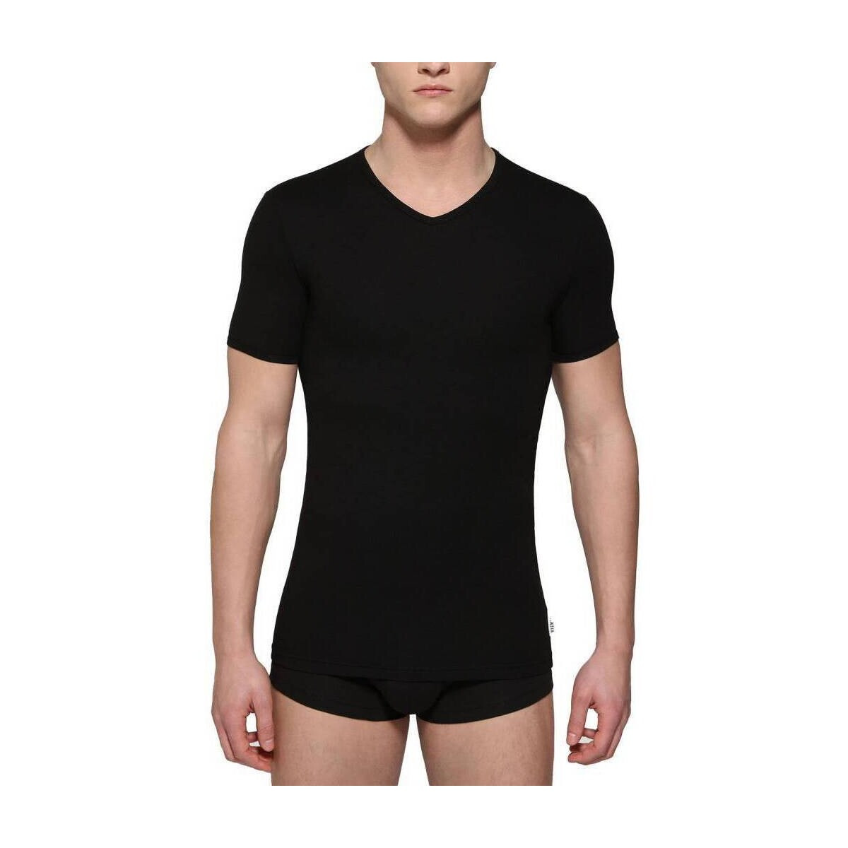 Bikkembergs Underwear  2-PACK HOMBRE V-NECK UNDERSHIRT  Černá