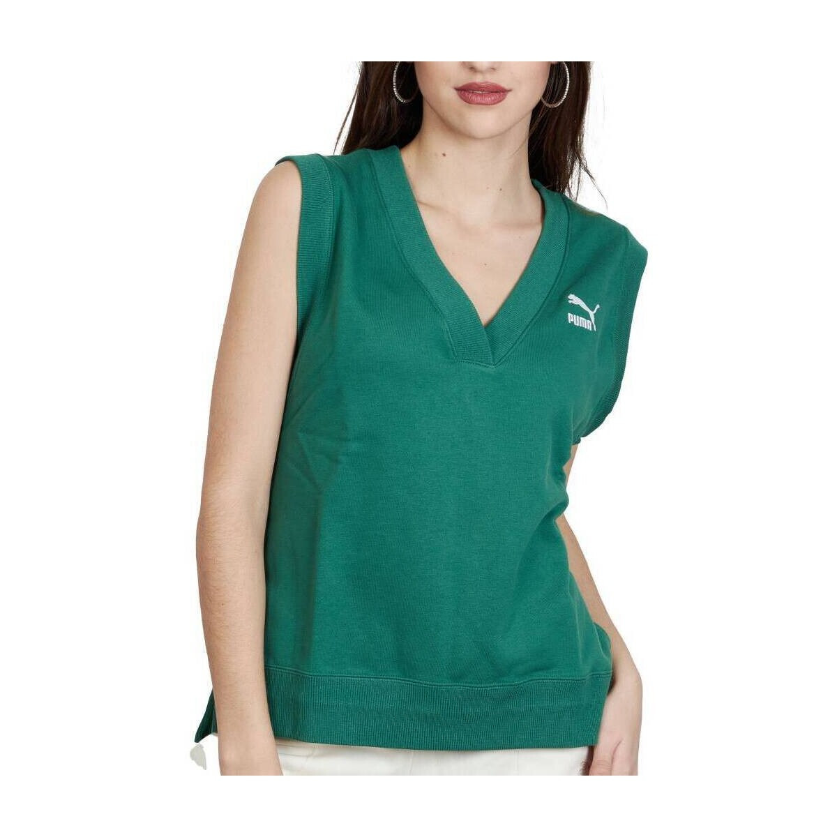 Puma  CLASSICS V-NECK VEST  Zelená