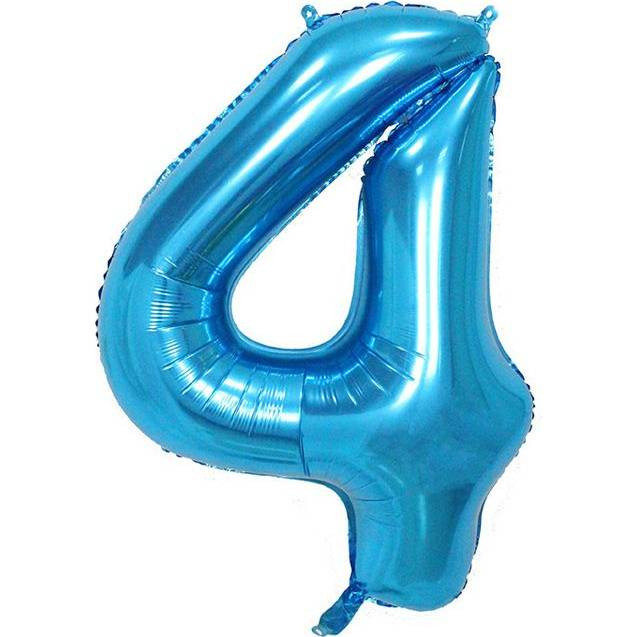 Fóliový balónek číslo čtyři modrý 102cm - Cakesicq