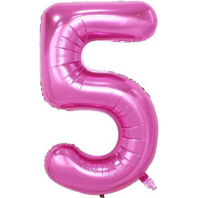 Fóliový balónek číslo pět růžový 102cm - Cakesicq