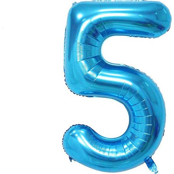 Fóliový balónek číslo pět modrý 102cm - Cakesicq
