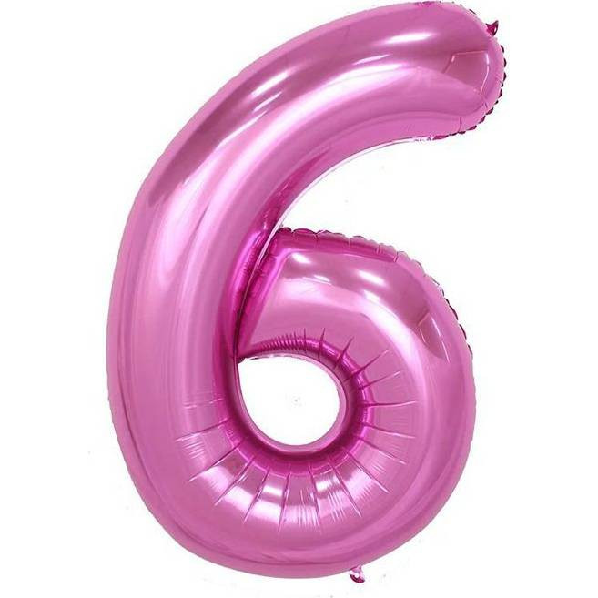 Fóliový balónek číslo šest růžový 102cm - Cakesicq