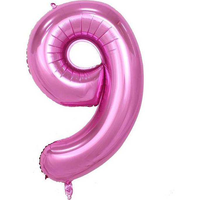 Fóliový balónek číslo devět růžový 102cm - Cakesicq