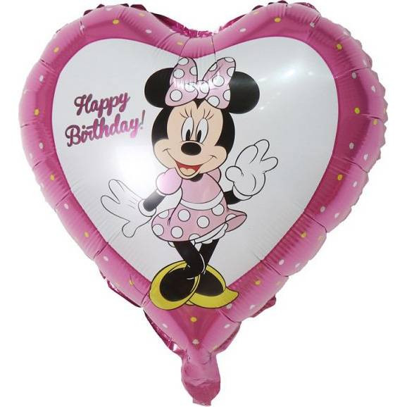 Fóliový balónek ve tvaru srdce Minnie růžový 46cm - Cakesicq