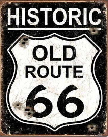 DESPERATE Plechová cedule OLD ROUTE 66 - Weathered, 31.5x40 cm