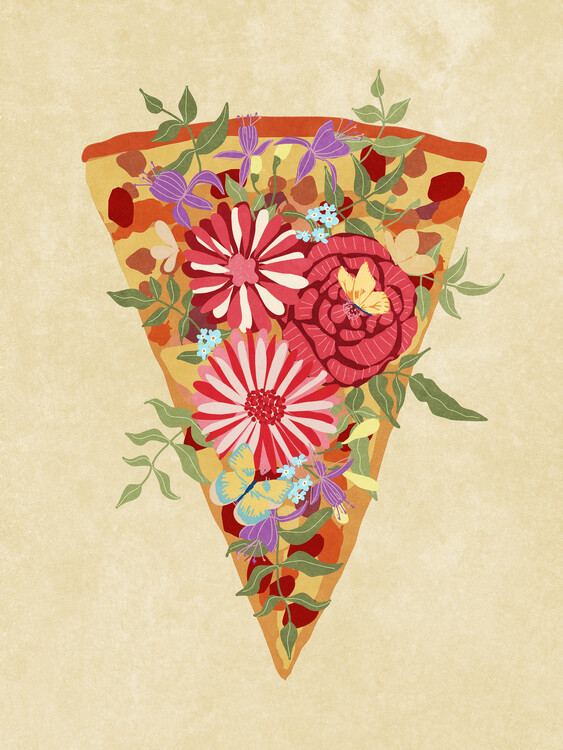 Raissa Oltmanns Ilustrace Slice of flower pizza, Raissa Oltmanns, 30x40 cm