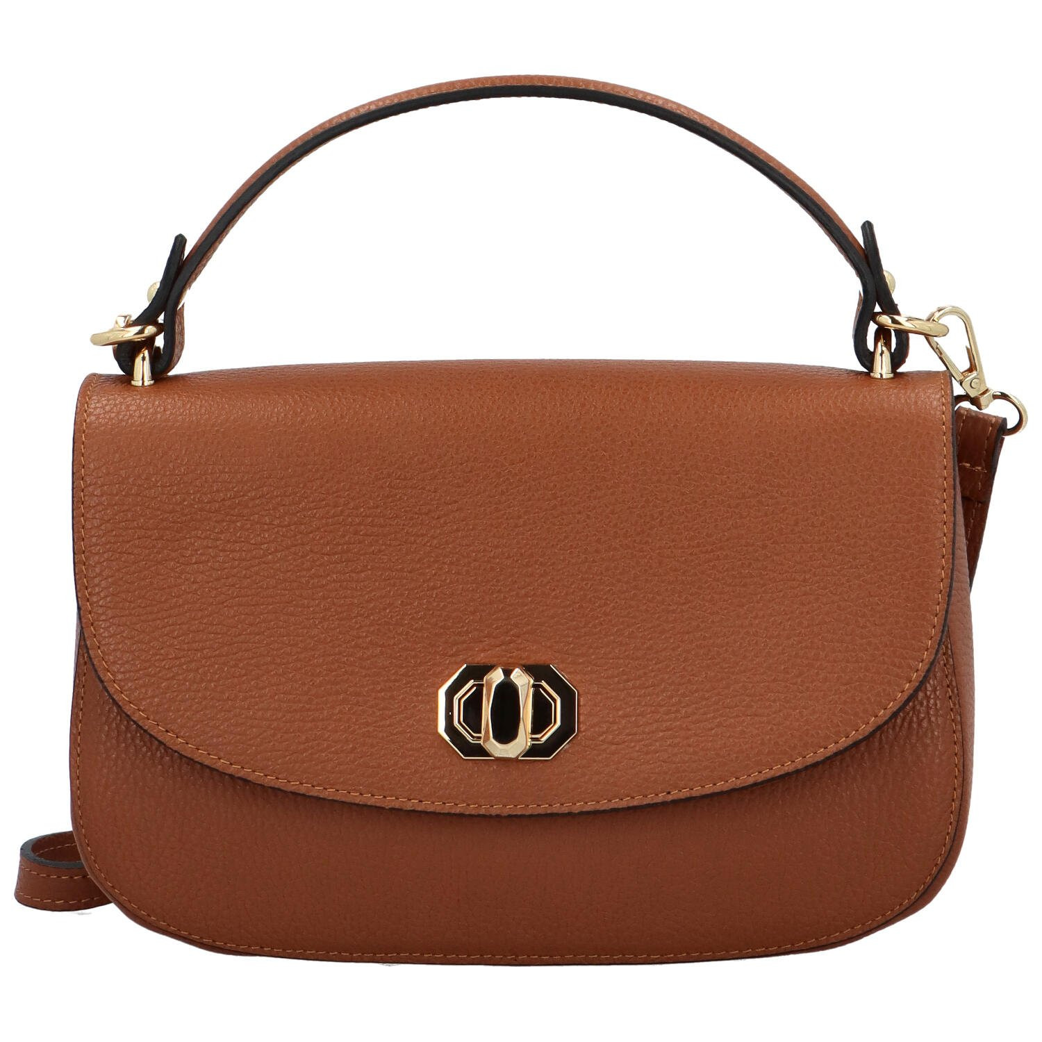 Elegantní dámská kožená crossbody kabelka Triss, koňaková