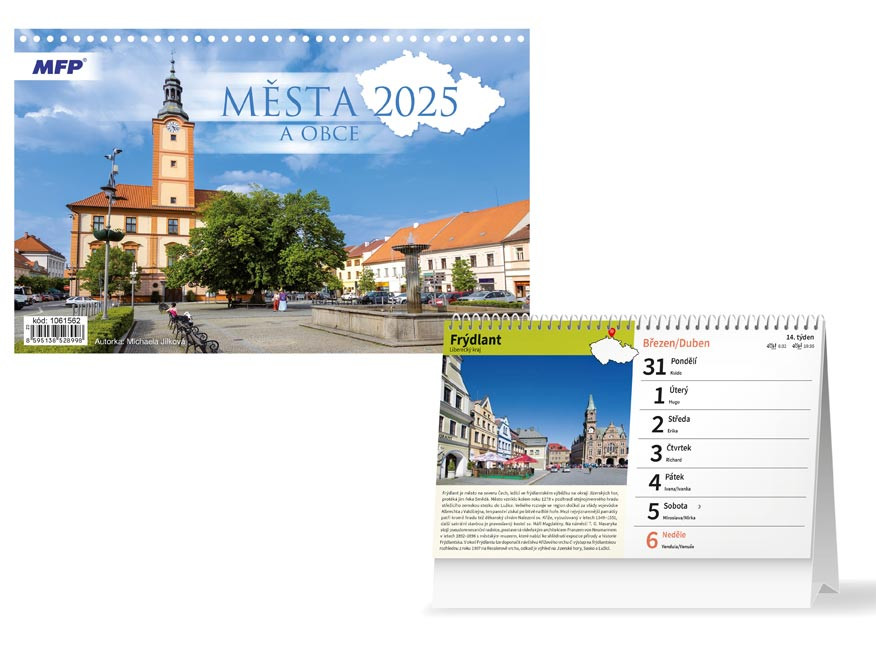 MFP 1061562 Kalendář 2025 stolní Města a obce ČR