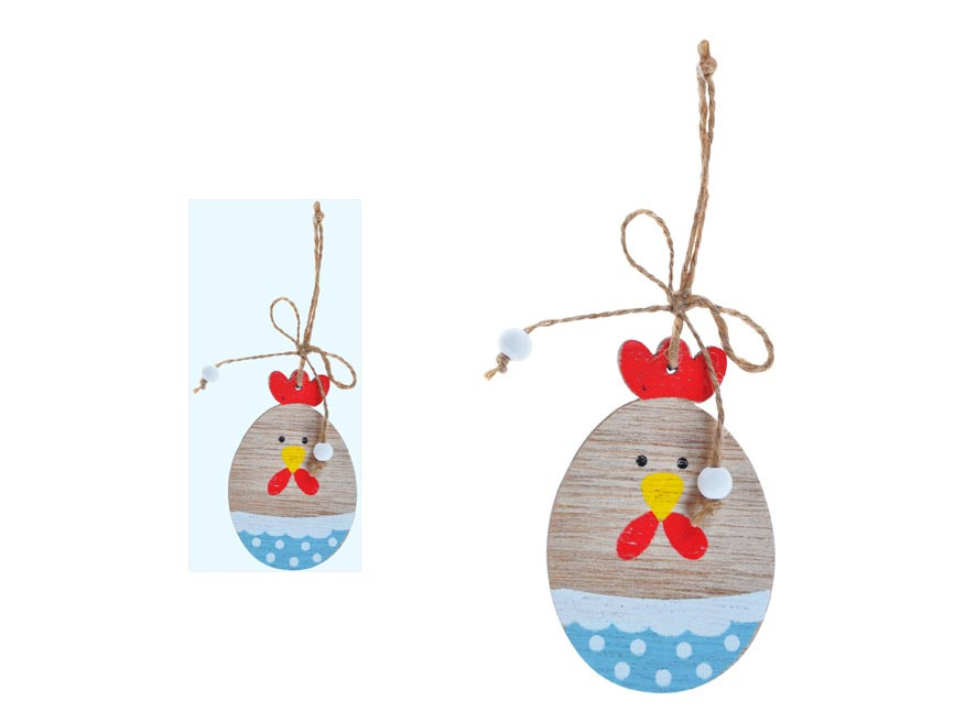 MFP 2221421 Slepice dřevo 2D závěs 8cm modrá