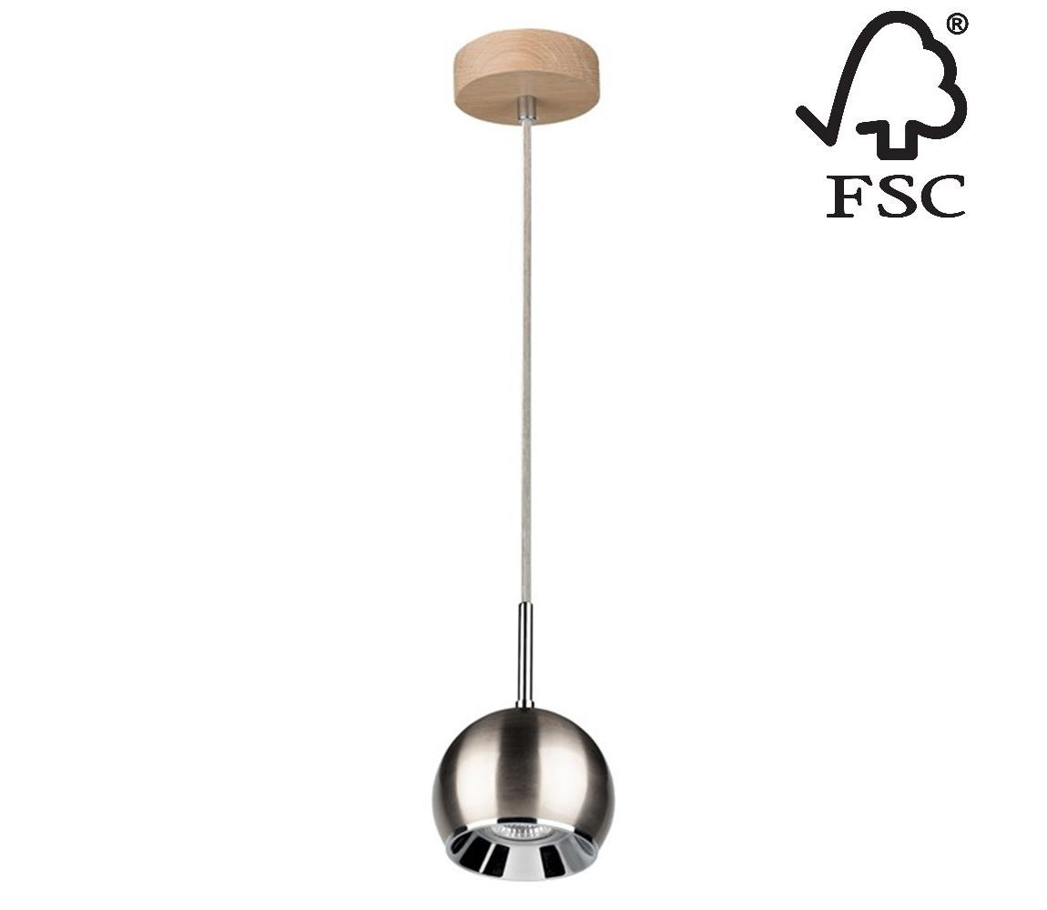 5141174 - LED Lustr na lanku BALL WOOD 1xGU10/5W/230V matný dub