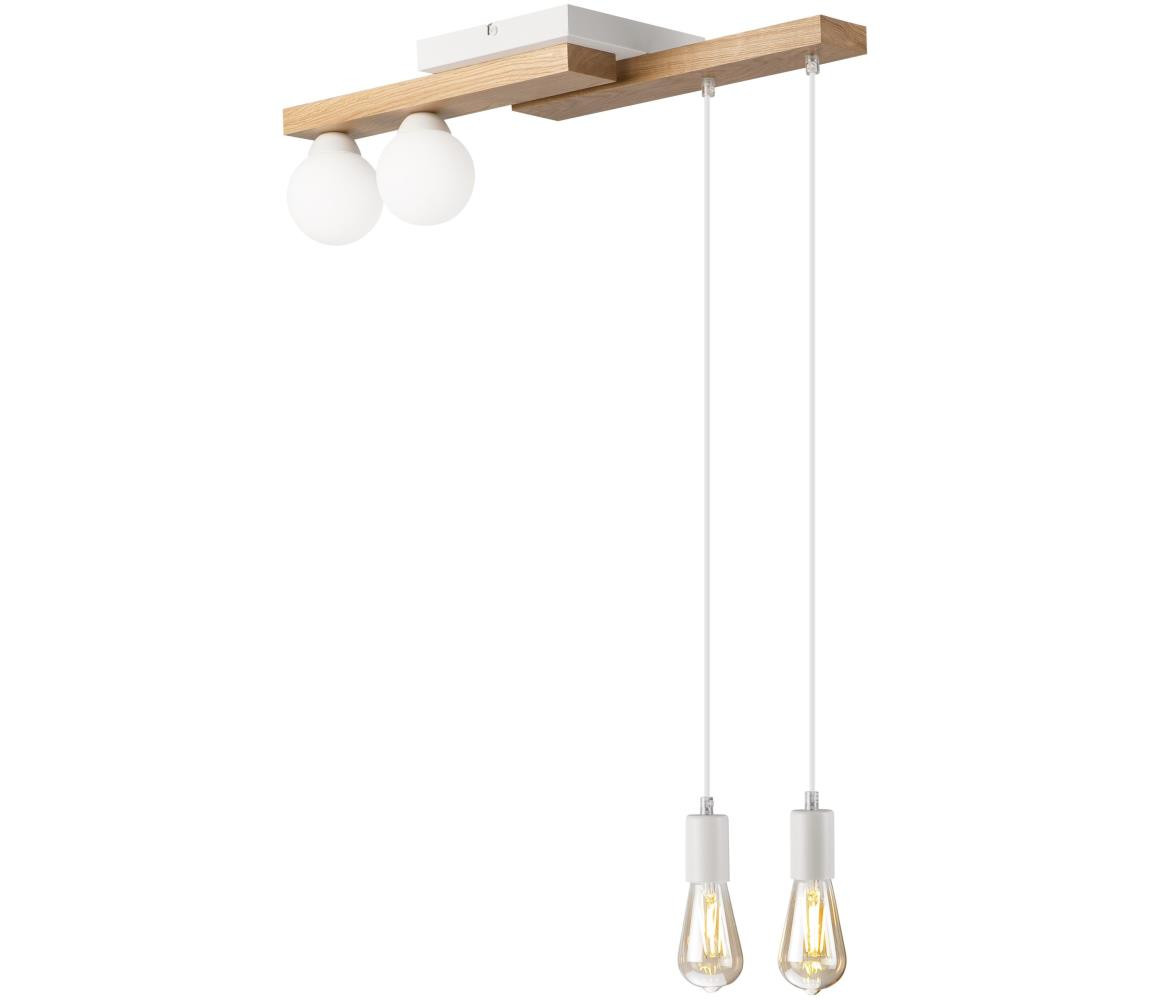 Lustr na lanku CORTINA 2xE27/15W/230V + 2xG9/5W/230V bílá/dub