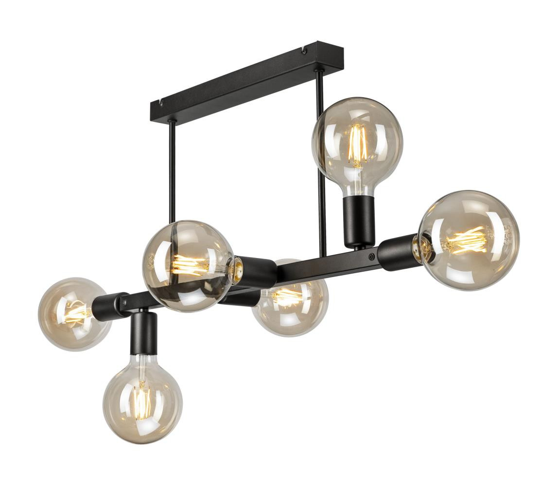 Lustr na tyči ASTRID 6xE27/60W/230V černá