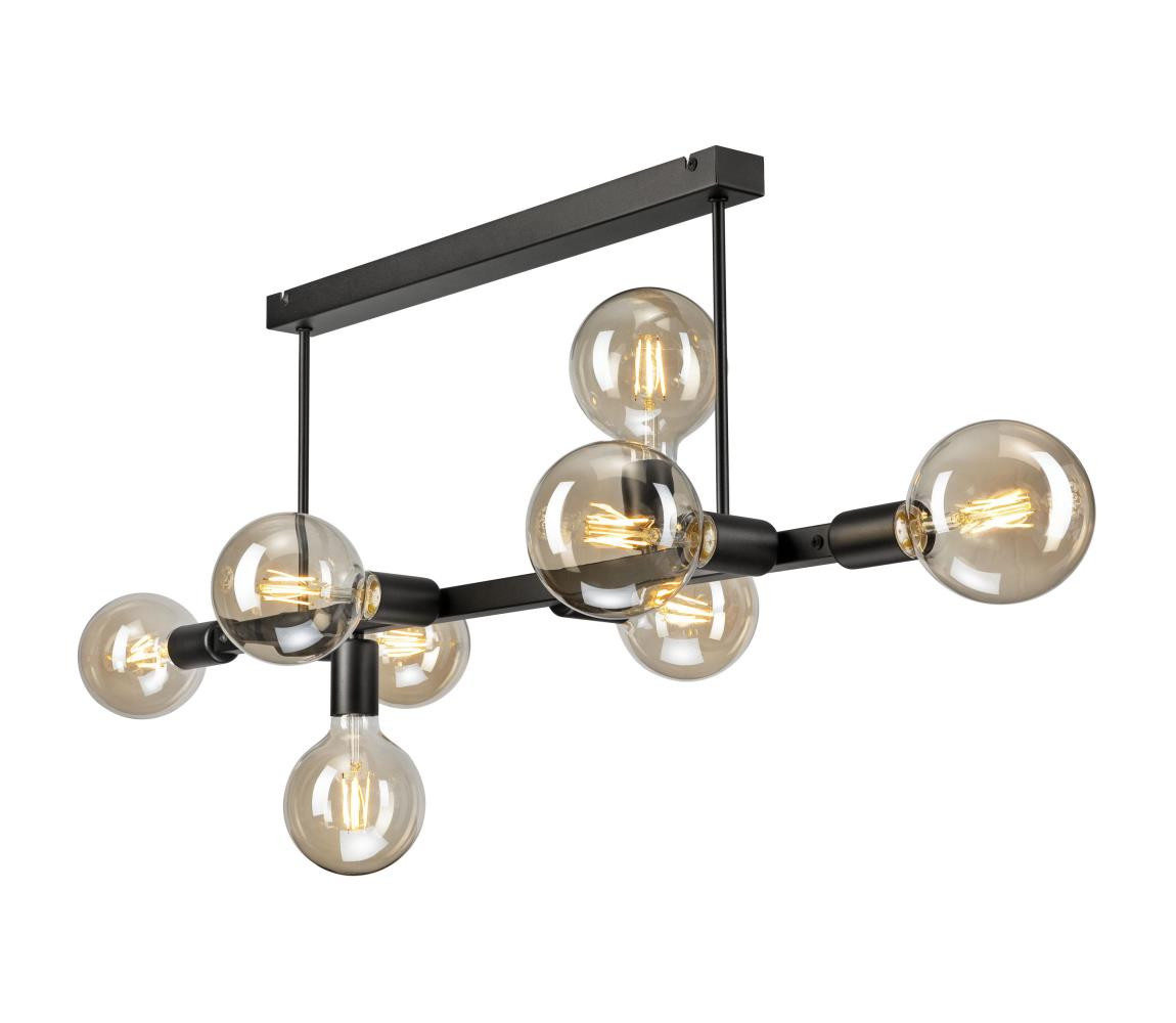 Lustr na tyči ASTRID 8xE27/60W/230V černá