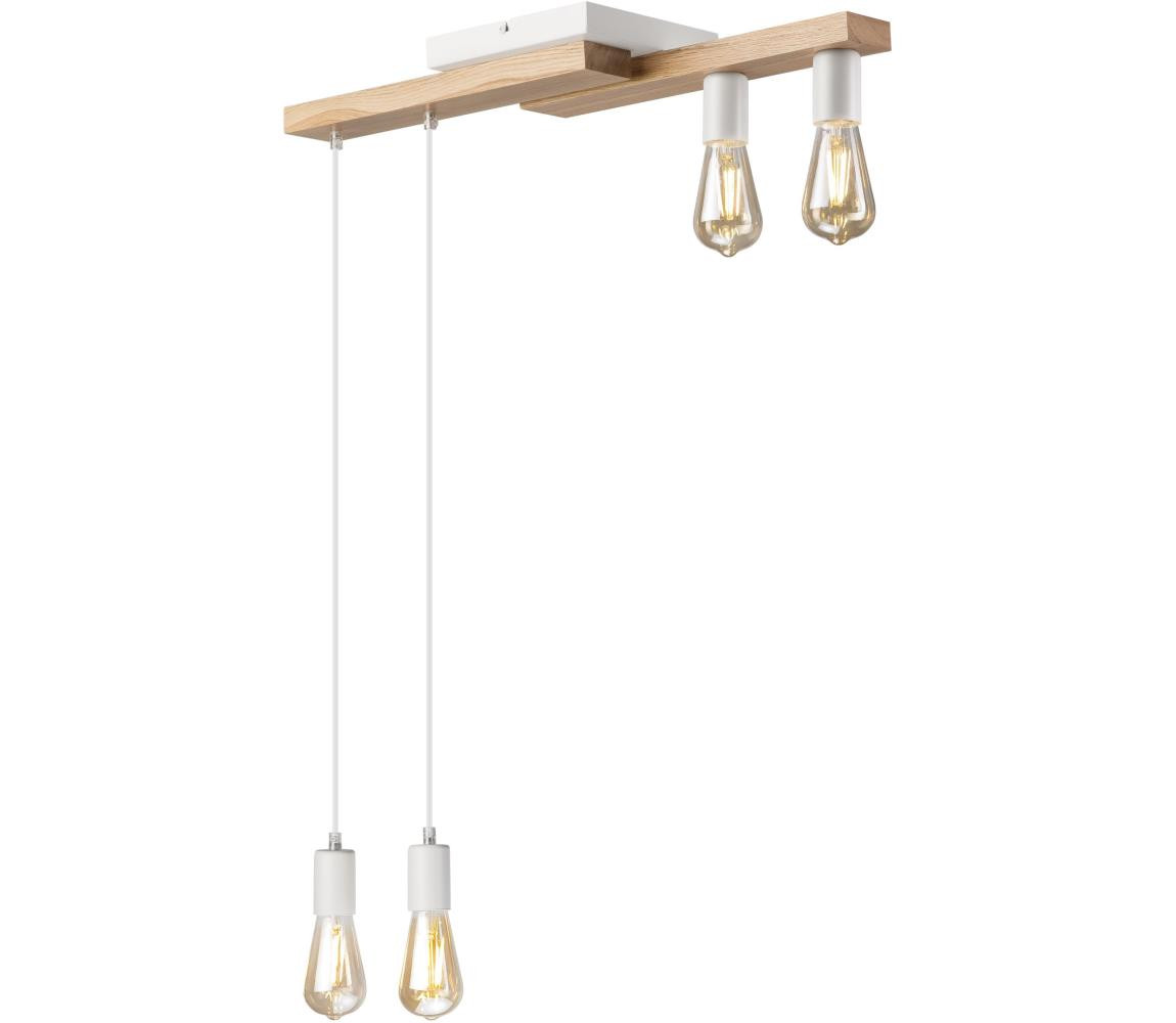 Lustr na lanku CORTINA 4xE27/15W/230V bílá/dub