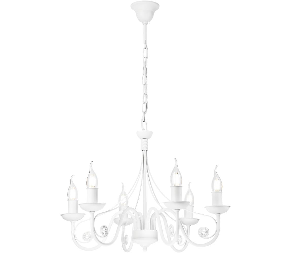 Lustr na řetězu DONATO 6xE14/40W/230V bílá