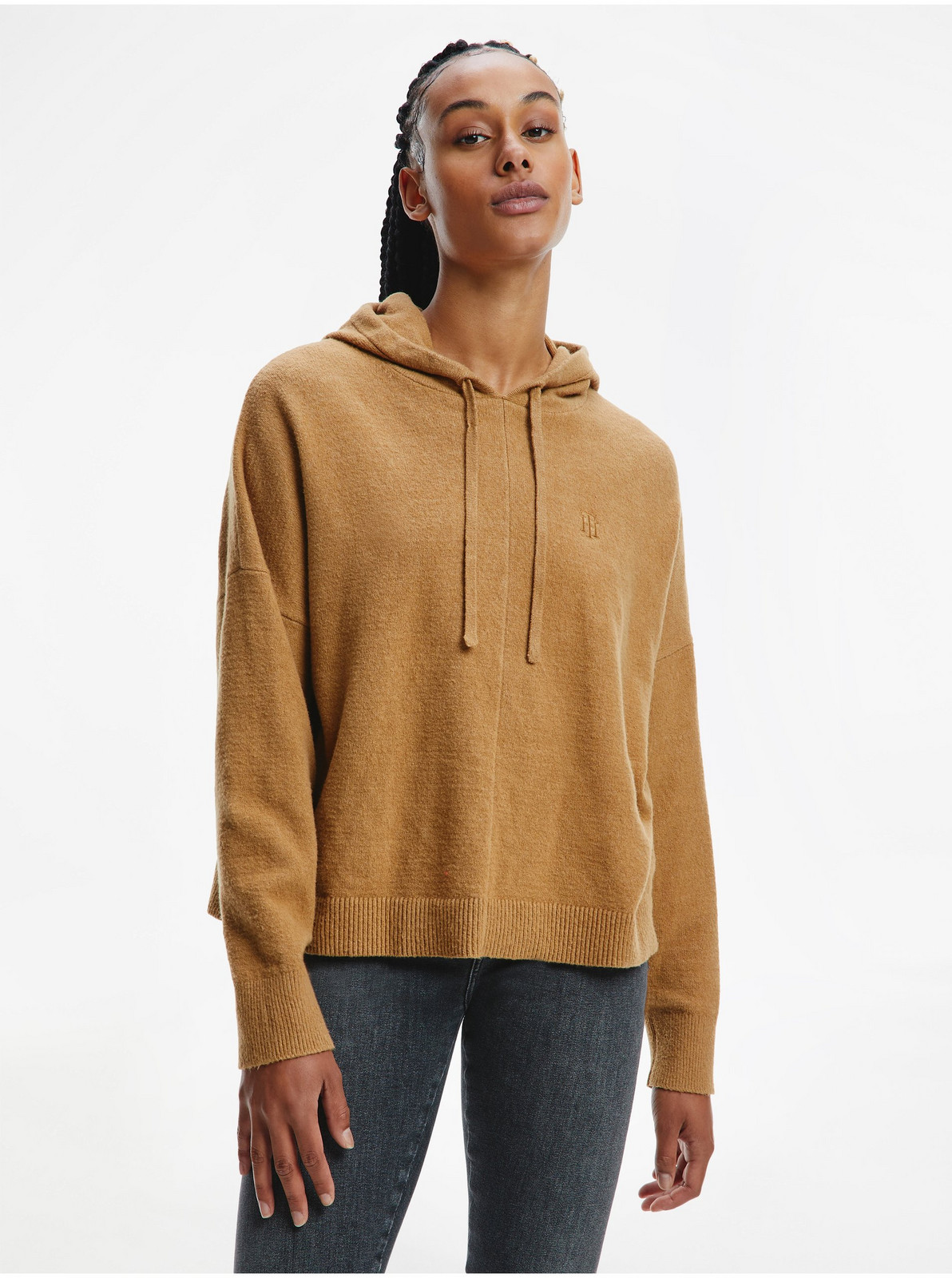 Hnědá dámská mikina s kapucí Tommy Hilfiger Flex Hoodie Sweater - Dámské