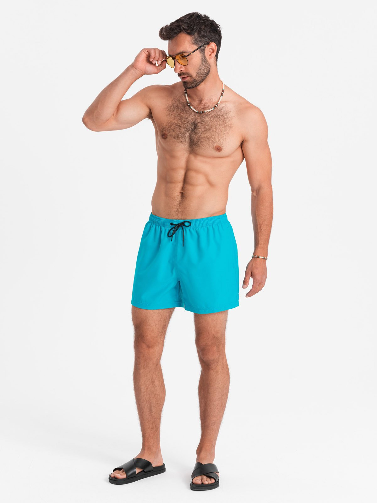 Ombre Neon men's swim shorts with magic print effect - turquoise