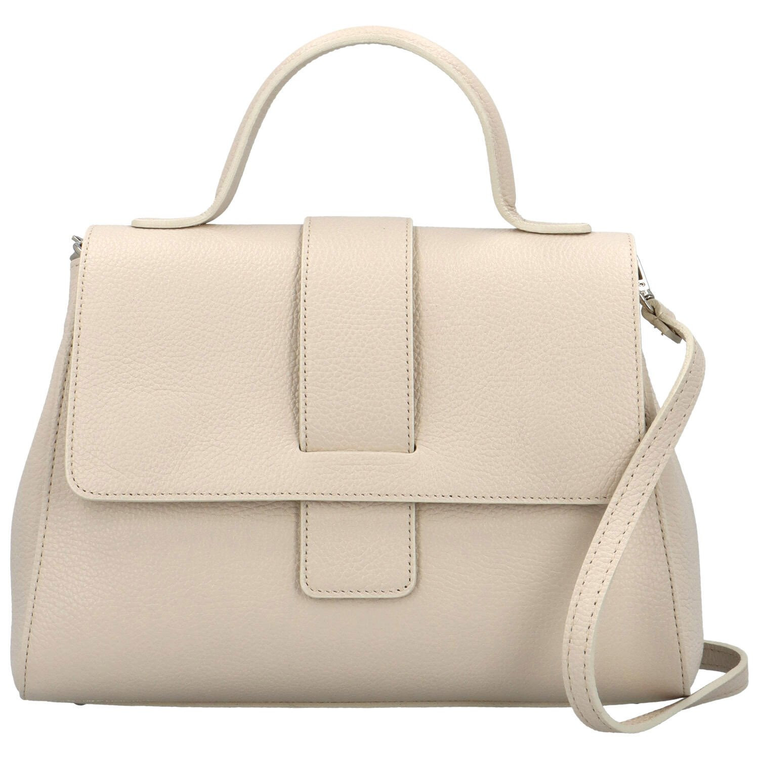 Dámská kožená kabelka do ruky krémová - Delami Lauren krémová
