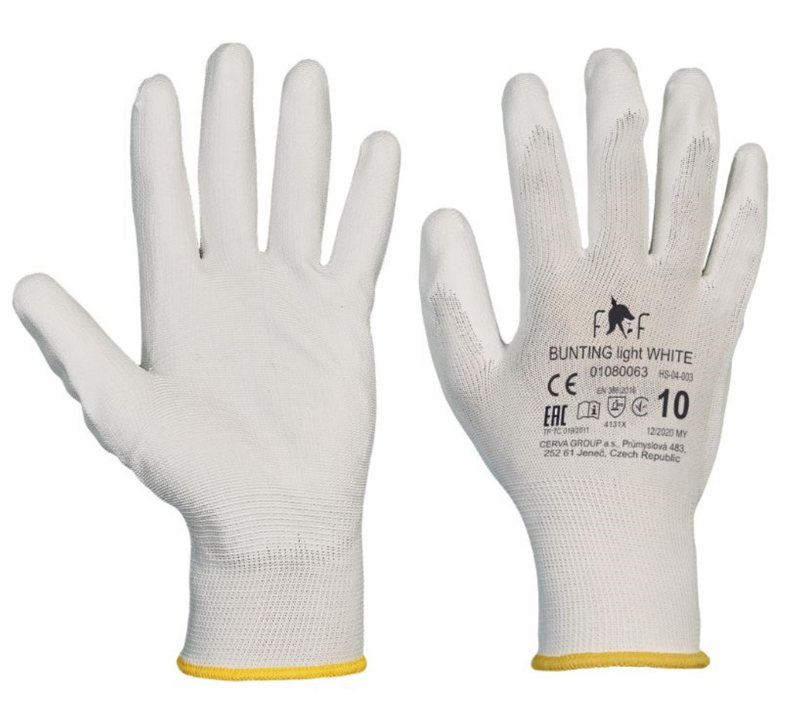 Rukavice Bunting Light - bílé, vel. 7