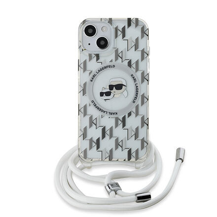 Karl Lagerfeld IML Monogram Crossbody K&CH Heads MagSafe Zadní Kryt pro iPhone 15 Transparent KLHMP15SHCKCKLCT