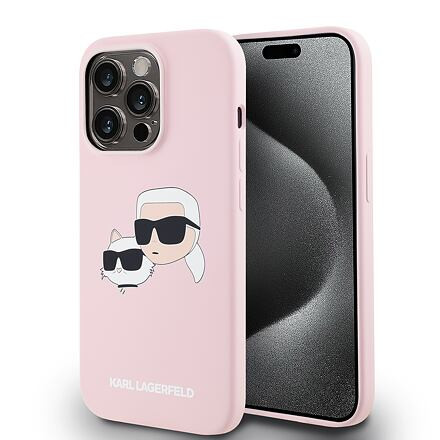 Karl Lagerfeld Liquid Silicone Double Heads Magsafe Zadní Kryt pro iPhone 14 Pro Pink KLHMP14LSKCHPPLP