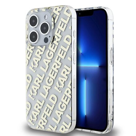 Karl Lagerfeld IML Electroplated Repeated Logo Zadní Kryt pro iPhone 15 Pro Gold KLHCP15LHKFOEMD