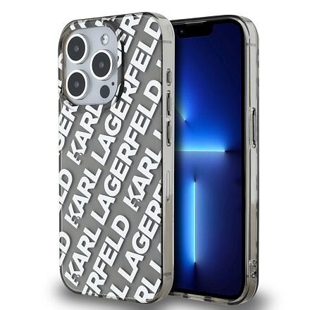 Karl Lagerfeld IML Electroplated Repeated Logo Zadní Kryt pro iPhone 15 Pro Max Silver KLHCP15XHKFOEMS