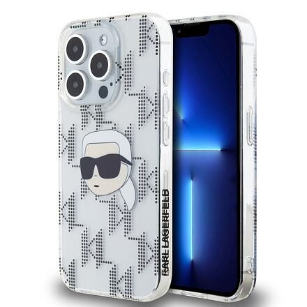 Karl Lagerfeld IML Electroplated Karl Head Zadní Kryt pro iPhone 15 Pro Transparent KLHCP15LHKLPKHT