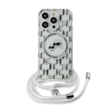 Karl Lagerfeld IML Monogram Crossbody K&CH Heads MagSafe Zadní Kryt pro iPhone 13 Pro Max Transparen KLHMP13XHCKCKLCT