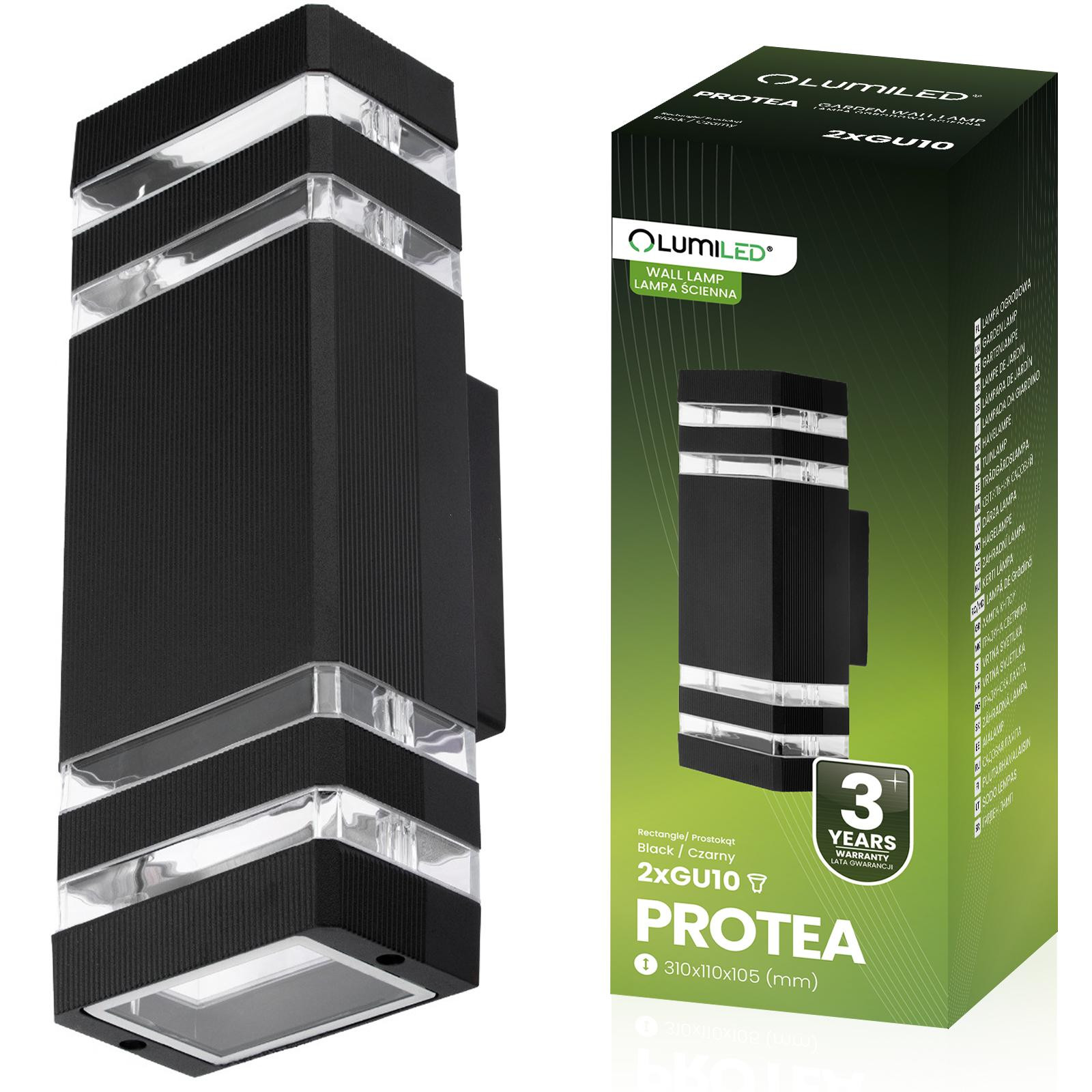 Svítidlo zahradní Svítidlo fasádní góra dół GU10 PROTEA Černý LUMILED