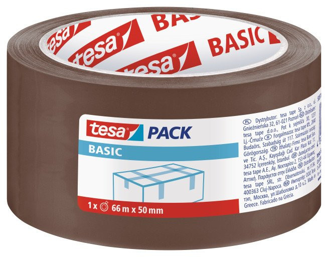 tesa balicí páska BASIC, 66 m x 50 mm, PP, hnědá - 6ks