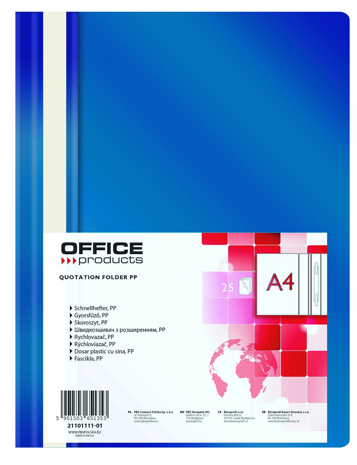 Office Products rychlovazač, A4, PP, 100/170 μm, tmavě modrý