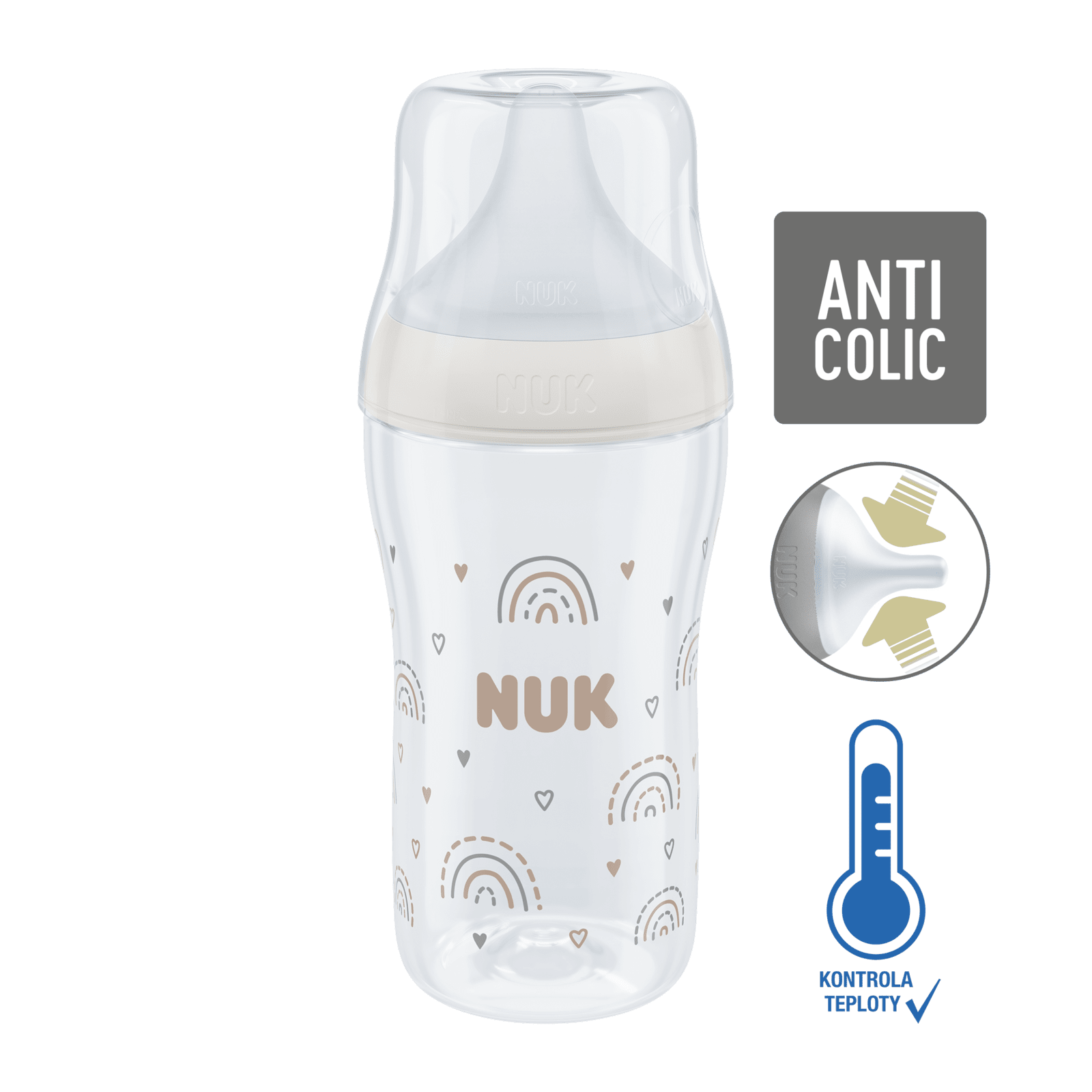 NUK Perfect Match láhev sklo s kontrolou teploty 230 ml